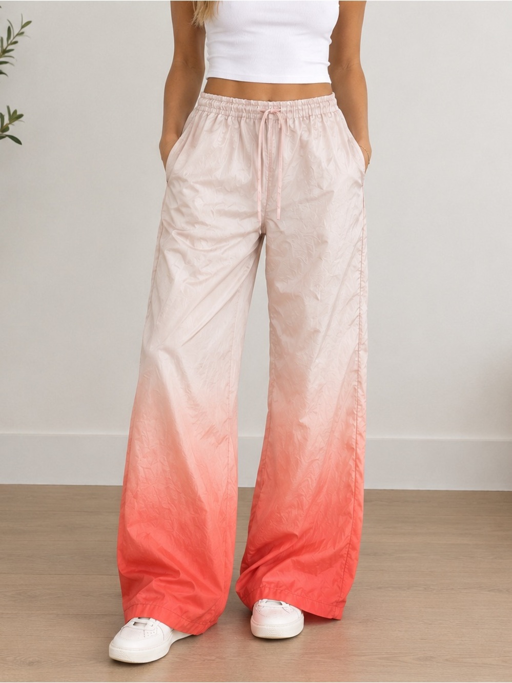 SNDYS. Flare Boot-Cut Pants in Pink & Orange
